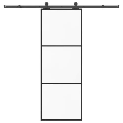 Klizna vrata s priborom 76 x 205 cm od ESG stakla i aluminija - 76 x 205 cm (213.5 cm) 2 vodoravne šipke Cijena