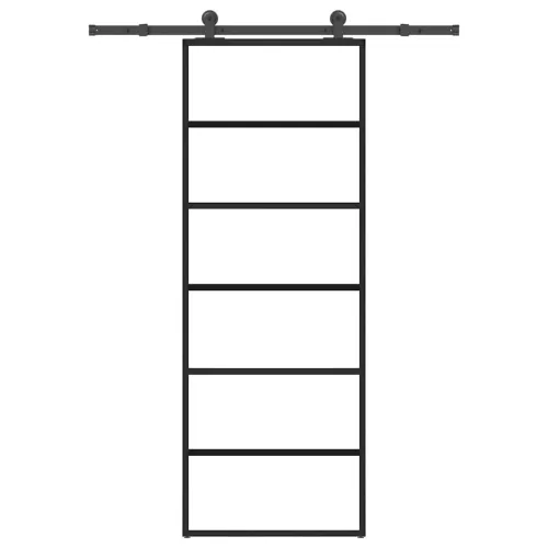 Klizna vrata s priborom 76 x 205 cm od ESG stakla i aluminija - 76 x 205 cm (152.5 cm) 5 vodoravnih šipki Cijena