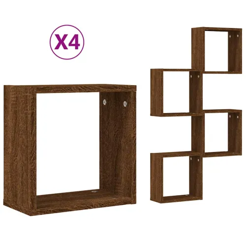 Zidne kockaste police 4 kom smeđi hrast 30x15x30 cm - Smeđi hrast 30 x 15 x 30 cm 4 Cijena