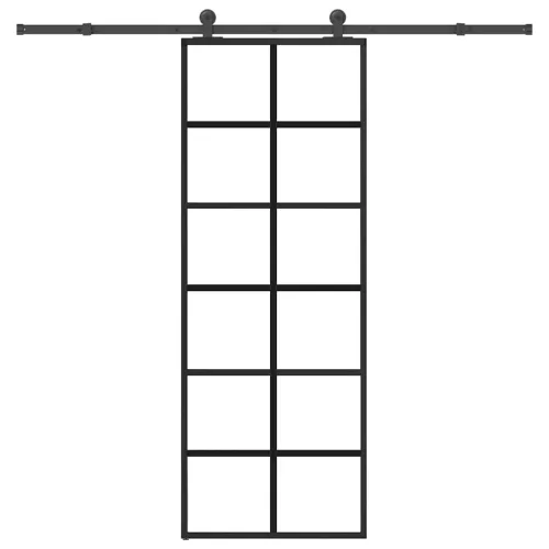 Klizna vrata s priborom 76 x 205 cm od ESG stakla i aluminija - 76 x 205 cm (213.5 cm) Rešetke 6 x 2 Cijena