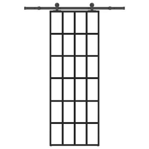 Klizna vrata s priborom 76 x 205 cm od ESG stakla i aluminija - 76 x 205 cm (213.5 cm) Rešetke 6 x 4 Cijena