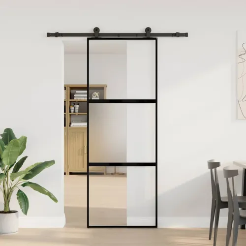 Klizna vrata s priborom 76 x 205 cm kaljeno staklo i aluminij - 76 x 205 cm (152.5 cm) matt and transparent matt and transparent Cijena