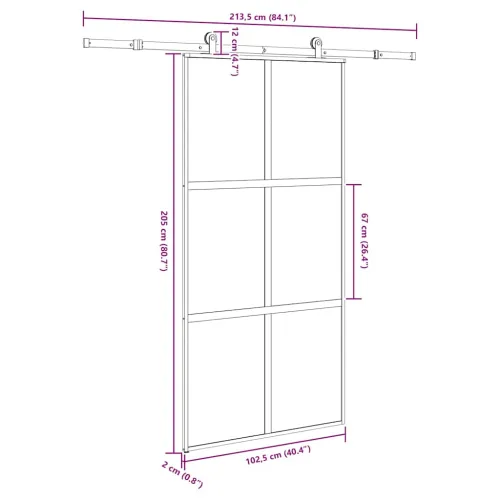Klizna vrata s priborom 102,5x205 cm kaljeno staklo i aluminij - 102.5 x 205 cm (213.5 cm) matt matt Cijena