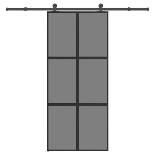 Klizna vrata s priborom 90 x 205 cmkaljeno staklo i aluminij - 90 x 205 cm (213.5 cm) Tamna prozirna Tamna prozirna Cijena