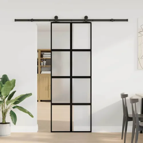 Klizna vrata s priborom 76 x 205 cm kaljeno staklo i aluminij - 76 x 205 cm (213.5 cm) matt and transparent Cijena