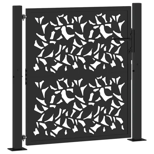 Dvorišna vrata - Vrtna vrata crna 100x100 cm dizajn s čeličnim krilom - Čelik/crna 100 x 100 cm Dezen s listom Cijena