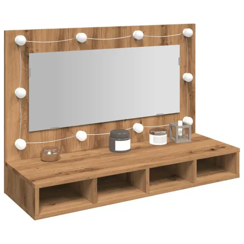 Ormarić s ogledalom i LED zaslonom Artisan hrast 90x31,5x62 cm - Hrast artisan Cijena