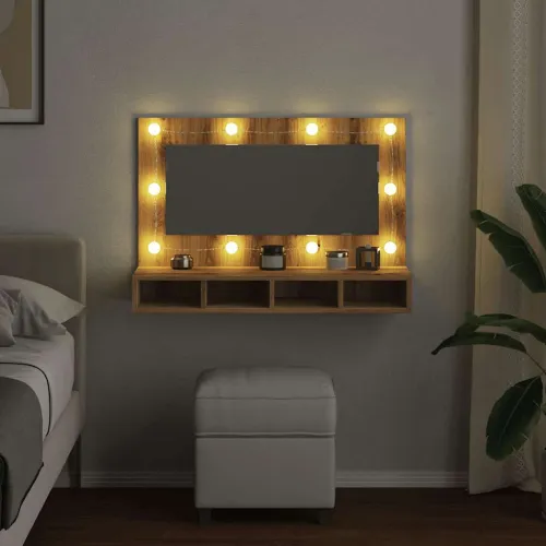 Ormarić s ogledalom i LED zaslonom Artisan hrast 90x31,5x62 cm - Hrast artisan Cijena
