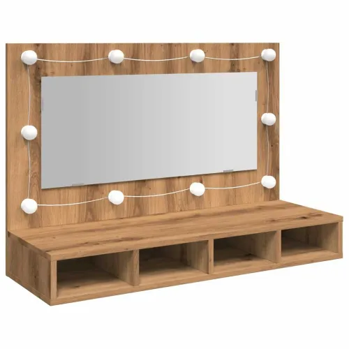 Ormarić s ogledalom i LED zaslonom Artisan hrast 90x31,5x62 cm - Hrast artisan Cijena