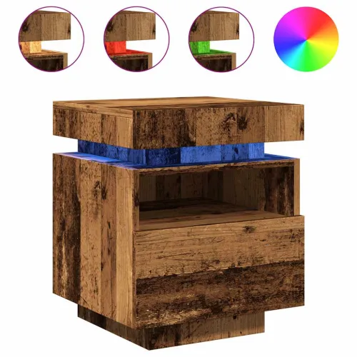 Noćni ormarić s LED svjetlima staro drvo 40x39x48,5 cm - Staro drvo 1 Staro drvo 1 Cijena