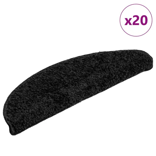 Prostirke za stepenice 20 kom 56x17x3 cm Crne poluokrugle - Crna 56 x 17 x 3 cm 20 Cijena