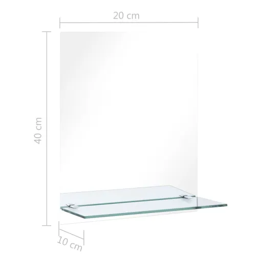 Zidno ogledalo s policom 20 x 40 cm od kaljenog stakla - 20 x 40 cm Pravokutno Cijena