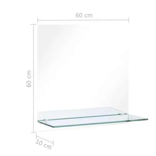 Zidno ogledalo s policom 60 x 60 cm od kaljenog stakla - 60 x 60 cm Pravokutno Cijena