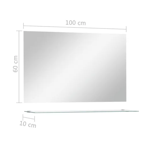 Zidno ogledalo s policom 100 x 60 cm od kaljenog stakla - 100 x 60 cm (1 polica) Cijena