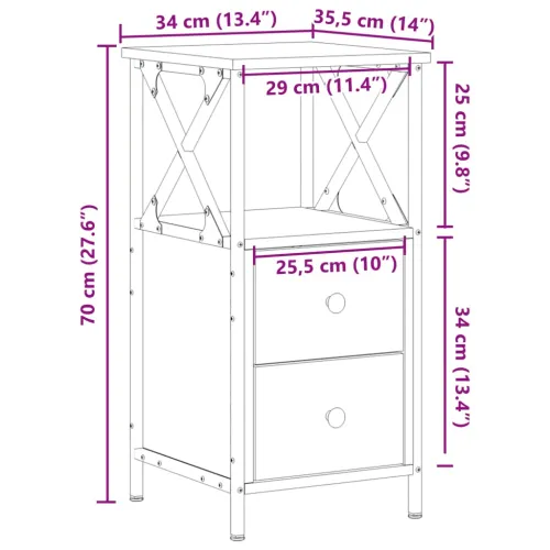 Noćni ormarići 2 kom Staro drvo 34x35,5x70 cm Konstruirano drvo - Staro drvo 2 Staro drvo 2 Cijena
