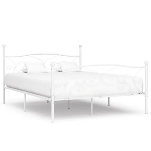 Okvir za krevet s podnicama bijeli metalni 180 x 200 cm - Bijela 180 x 200 cm Bijela 180 x 200 cm Cijena