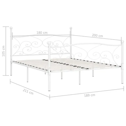 Okvir za krevet s podnicama bijeli metalni 180 x 200 cm - Bijela 180 x 200 cm Bijela 180 x 200 cm Cijena