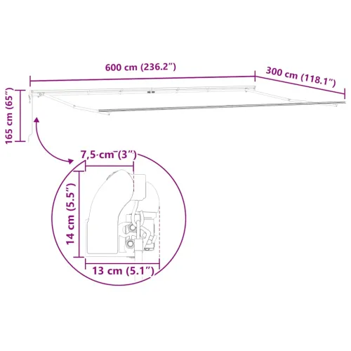 Automatska sklopiva tenda antracit&bijela 600x300 cm - Antracit i bijela 600 x 300 cm s bijelim okvirom Cijena