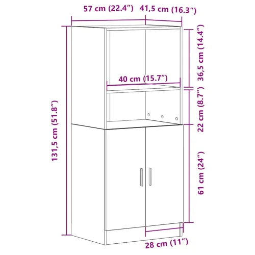 Kuhinjski ormarić bijeli 57x41,5x131,5 cm izrađeno drvo - Bijela 1 1 Cijena