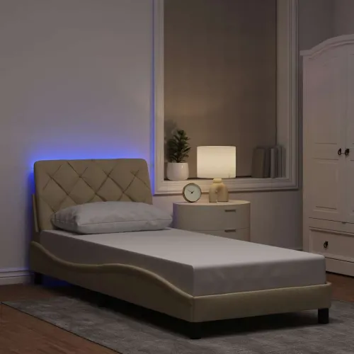 Okvir kreveta s LED-om bez madraca krem 80x200 cm Tkanina - Krema 80 x 200 cm Cijena