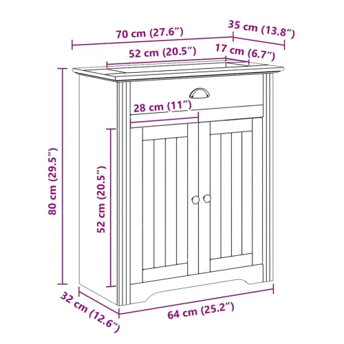 Kupaonski ormarić za Lavabo - Umivaonik “BODO” bijeli 70x35x80 cm - Bijela 1 Cijena