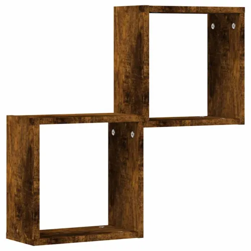 Zidne kockaste police 2 kom dimljeni hrast 30x15x30 cm - Dimljeni hrast 30 x 15 x 30 cm 2 Cijena