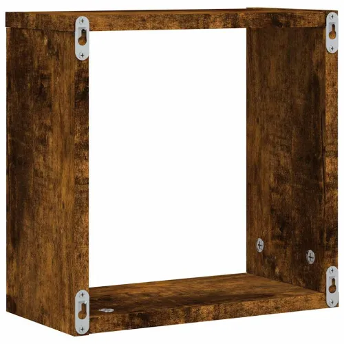 Zidne kockaste police 2 kom dimljeni hrast 30x15x30 cm - Dimljeni hrast 30 x 15 x 30 cm 2 Cijena