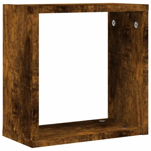 Zidne kockaste police 2 kom dimljeni hrast 30x15x30 cm - Dimljeni hrast 30 x 15 x 30 cm 2 Cijena