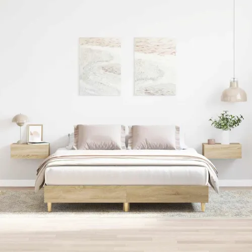 Okvir kreveta bez madraca boja 140x200 cm konstruiranog drva - Sonoma hrast 140 x 200 cm Cijena