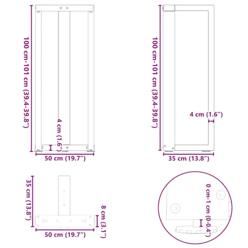 Noge za barski stol T-oblika 2 kom Bijele 50x35x(100-101) cm Čelik - Bijela 50 x 35 x (100-101) cm Cijena