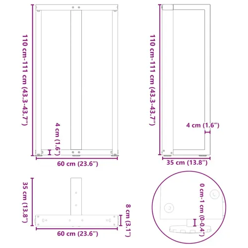 Noge za barski stol T-oblika 2 kom Bijele 60x35x(110-111) cm Čelik - Bijela 60 x 35 x (110-111) cm Cijena