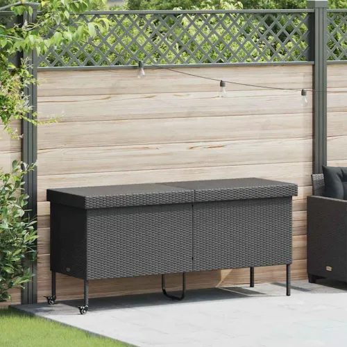 Vrtna kutija za pohranu s kotačima crna 160x55x75 cm poliratana - Crna 160 x 55 x 75 cm Crna 160 x 55 x 75 cm Cijena