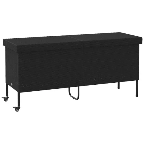 Vrtna kutija za pohranu s kotačima crna 160x55x75 cm poliratana - Crna 160 x 55 x 75 cm Crna 160 x 55 x 75 cm Cijena