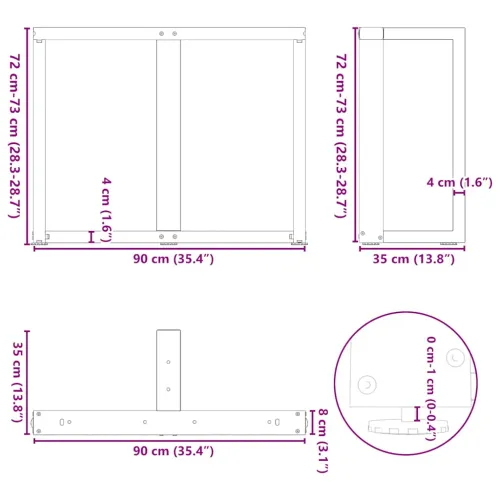 Noge za blagovaonski stol T-oblika 2 kom Bijele 90x35x(72-73) cm Čelik - Bijela 90 x 35 x (72-73) cm Cijena