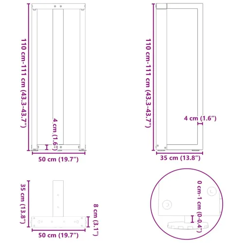 Noge za barski stol T-oblika 2 kom Bijele 50x35x(110-111) cm Čelik - Bijela 50 x 35 x (110-111) cm Cijena