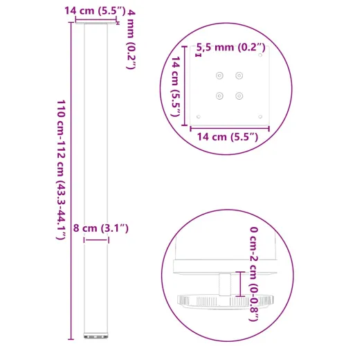 Noge za barski stol 4 kom Bijele 110-112 cm Čelične - Bijela 110-112 cm (80 mm) 1 1 Cijena