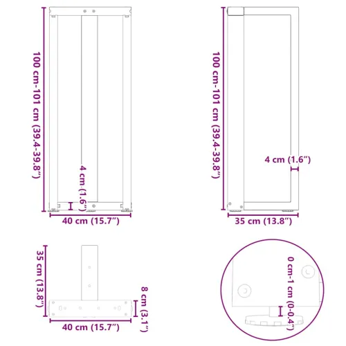 Noge za barski stol T-oblika 2 kom Bijele 40x35x(100-101) cm Čelik - Bijela 40 x 35 x (100-101) cm Cijena