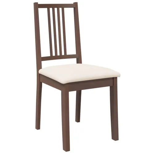 Blagovaonske stolice s jastucima 2 kom smeđe pune drvene gume - Smeđa i krem Cijena