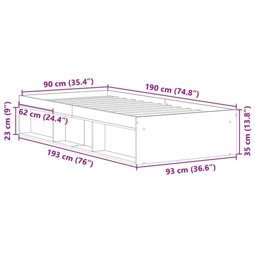 Okvir kreveta bez madraca staro drvo 90x190 cm - Staro drvo 90 x 190 cm Cijena