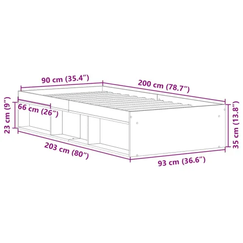 Okvir kreveta bez madraca boja hrasta artisan 90x200 cm - Hrast artisan 90 x 200 cm Cijena