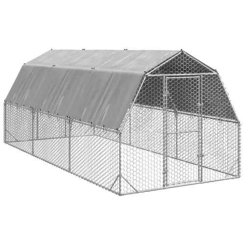 Kavez za kokoši s krovom 2,5x6x2,25 m pocinčani čelik - 2.5 x 6 x 2.25 m S krovom 2.5 x 6 x 2.25 m S krovom Cijena