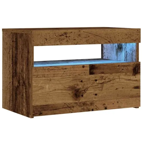 Noćni ormarić s LED svjetlima staro drvo 60x35x40 cm - Staro drvo 1 Cijena
