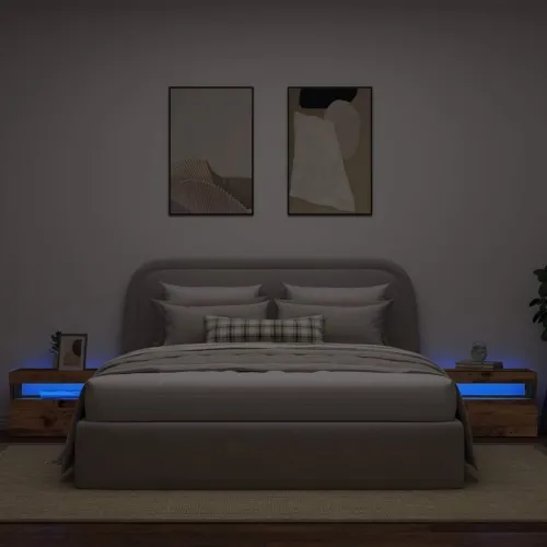 Noćni ormarić s LED svjetlima staro drvo 60x35x40 cm - Staro drvo 1 Cijena