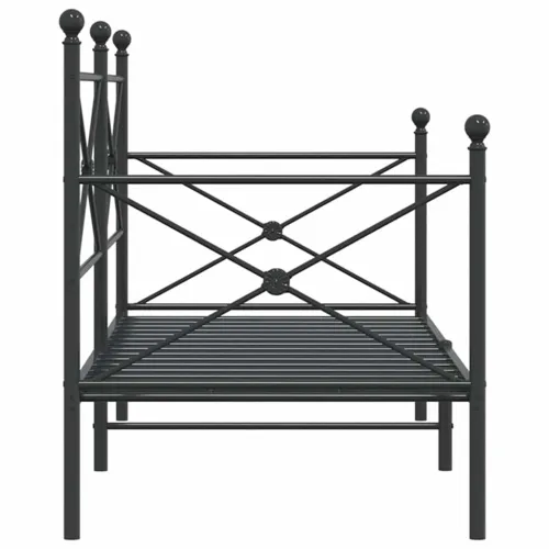 Dnevni krevet bez madraca crni 75x190 cm čelik - Crna 75 x 190 cm bez madraca na kotačićima Cijena