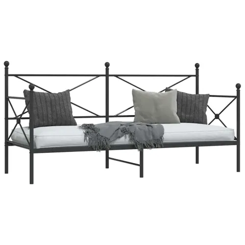 Dnevni krevet bez madraca crni 75x190 cm čelik - Crna 75 x 190 cm bez madraca na kotačićima Cijena