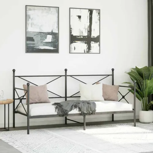 Dnevni krevet bez madraca crni 75x190 cm čelik - Crna 75 x 190 cm bez madraca na kotačićima Cijena