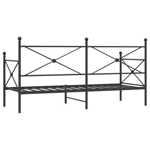 Dnevni krevet bez madraca crni 75x190 cm čelik - Crna 75 x 190 cm bez madraca na kotačićima Cijena