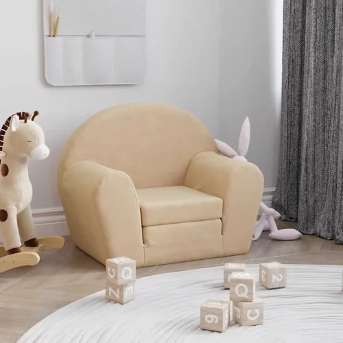 Dječji kauč na razvlačenje krem mekani plišani - Krema Sofa Krema Sofa Cijena