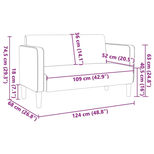 Sofa za dvije osobe plava 109 cm samt tkanina - Plava 1 Cijena