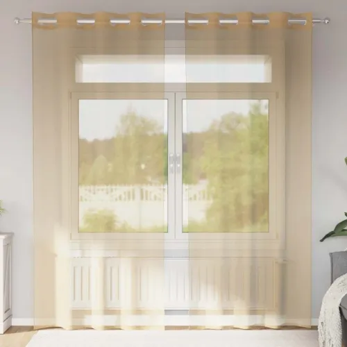 Voile zavjese s ušicama 2 kom boja pijeska - Pijesak 140 x 245 cm 1 s ušicama Cijena